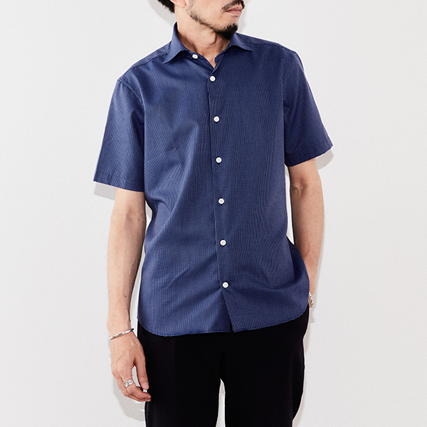 HITOYOSHI Wネーム ジャガードネイビーシャツ | メンズメルローズ
