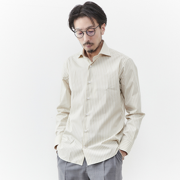 HITOYOSHI Wネーム クラッシックストライワイドカラーシャツ | メンズ