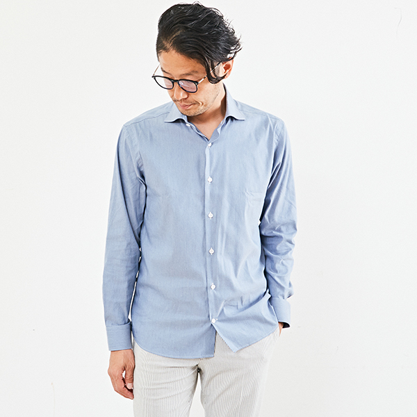 HITOYOSHI Wネームデニムライクワイドカラーシャツ | メンズメルローズ
