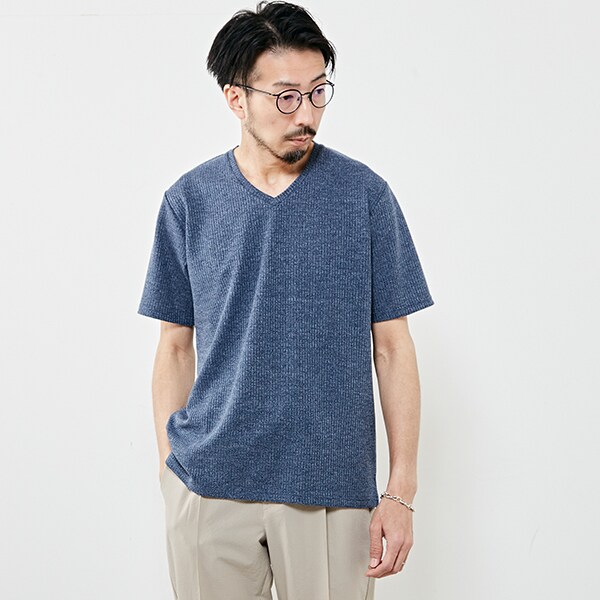 リンクスストライプVネックTシャツ | メンズメルローズ(MEN'S