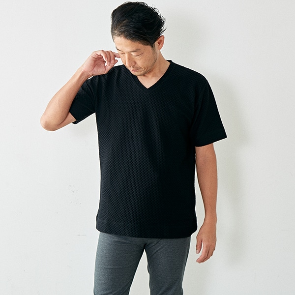 ハニカムジャガードVネックTシャツ | メンズメルローズ(MEN'S MELROSE