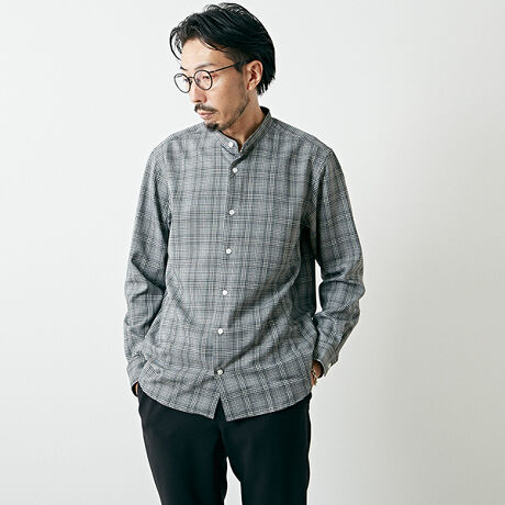 クラシックチェックバンドカラーシャツ | メンズメルローズ(MEN