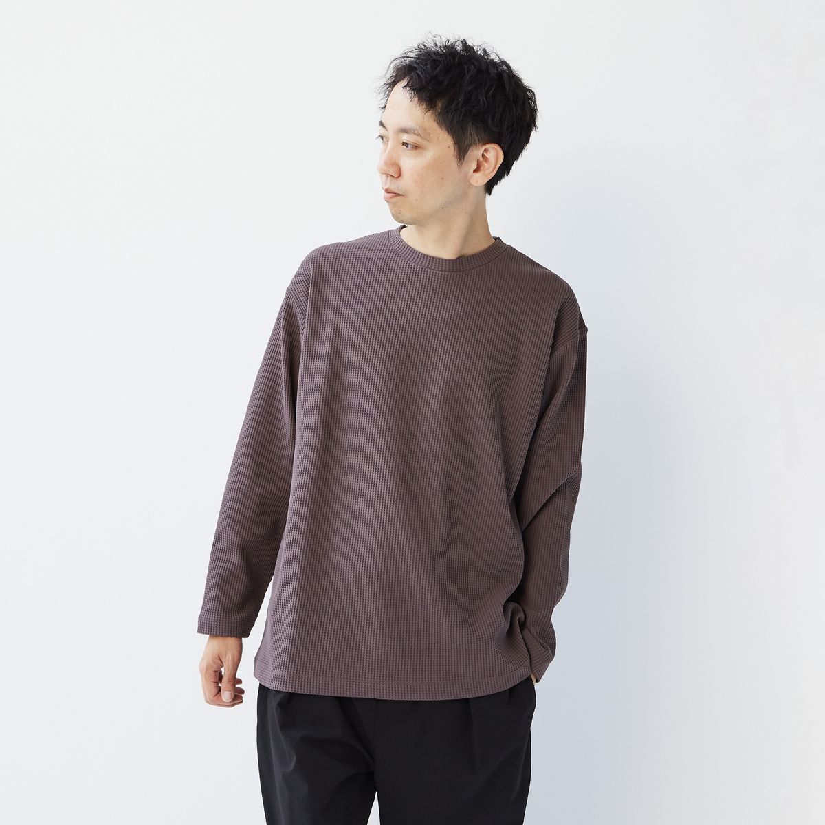 【MASTER FRAME】コットンライクワッフルクルーネックロングスリーブTシャツ MASTER FRAME】コットンライクワッフルクルーネックロング