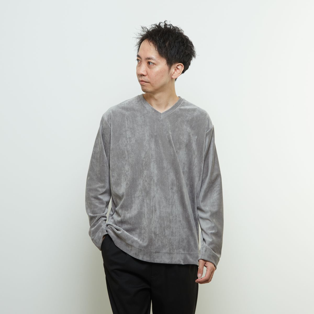 ベルニットピケVネックロングスリーブTシャツ | メンズ ベルニットピケVネックロングスリーブTシャツ | メンズ