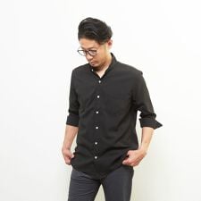 サッカーストライプワンピースカラー7分袖シャツ