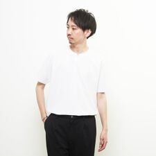 ダイヤモンドメッシュ半袖キーネックTシャツ