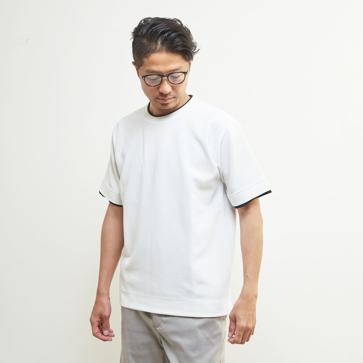 ストレッチストライプクルーネックTシャツ | メンズメルローズ(MEN'S