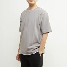 【MASTER FRAME/マスターフレーム】リップルフェイクレイヤードクルーネックTシャツ