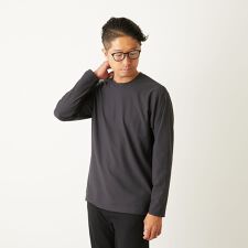 ストレッチストライプクルーネックTシャツ