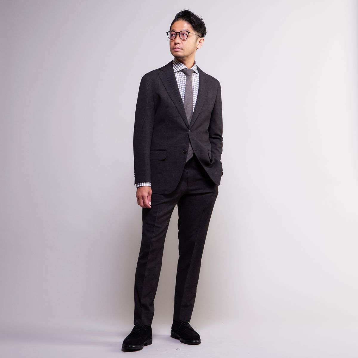 【SUIT SELECT】3ピース 4Sスーツ グレンチェック グレー Y5 SUIT SELECT】3ピース 4Sスーツ グレンチェック グレー Y5 スーツ