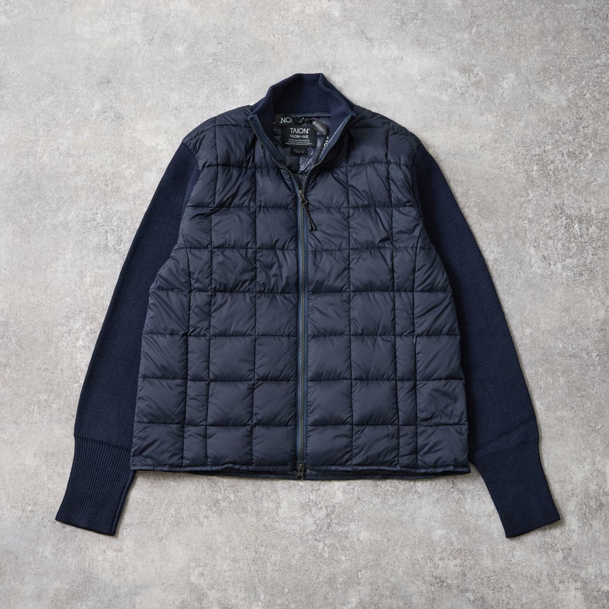 TAION/タイオン】ベーシック ハイネックWジップ ニットスリーブダウン