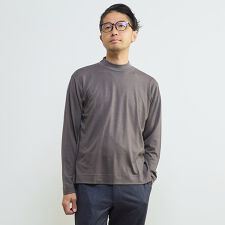 スーパー100ウォッシャブルウールモックネックTシャツ