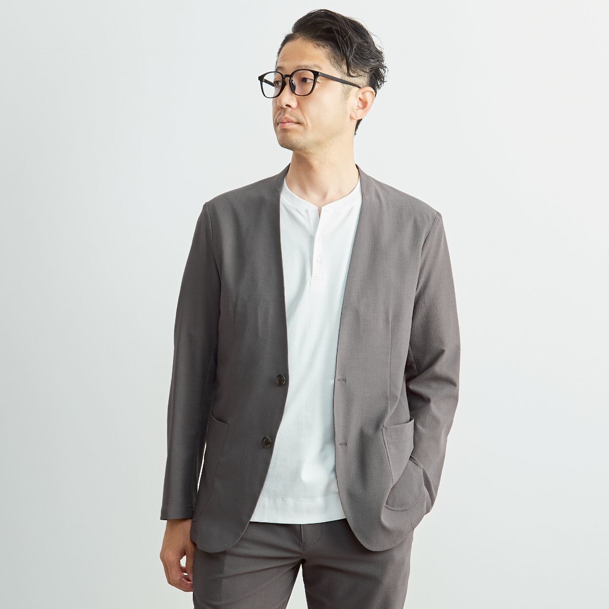 ソロテックスサッカーイージーノーカラージャケット(セットアップ可