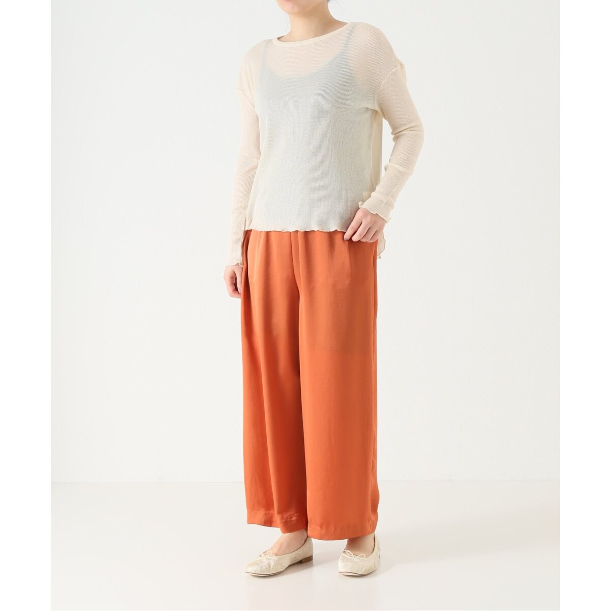 amiu.c/アミュー シー】ガーゼワッフル クルーネックロングスリーブ