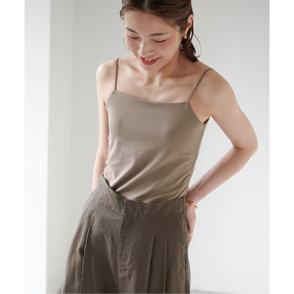追加》オーガニックコットン混 ストレッチブラキャミソール