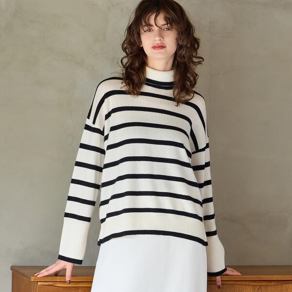 リズム（R_ISM）/【カシミヤ100％】タートルネックボーダーニット カシミヤ100％】タートルネックボーダーニット | リズム(R_ISM