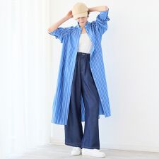 【セットアップ対応・洗える・S/M/Lサイズ】シャンブレーデニムトラウザー