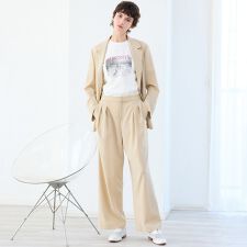 【接触冷感・吸水速乾・紫外線防止・洗える】ライトツイルタックパンツ