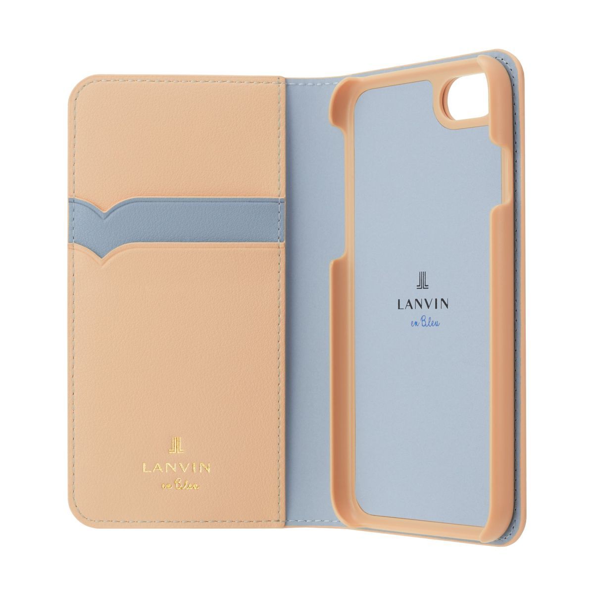 LANVIN en Bleu】2 TONE リボン付手帳ケース iPhone SE（第2世代