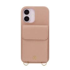【ELLE】ポーチ付背面ケース iPhone 16 [ Dusty Pink ]