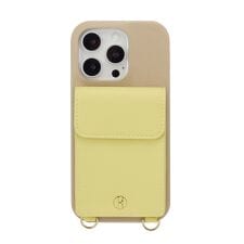 【ELLE】ポーチ付背面ケース iPhone 16 Pro [ Beige×Yellow ]