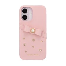 ビジュー付背面ケースiPhone 16 [ Salmon Pink ]