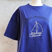 マリン刺繍 ショート丈ワイドTシャツ