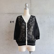 【etre relie】レース編み綿麻ニットカーディガン