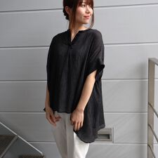 強撚シアーストライプビックシャツ