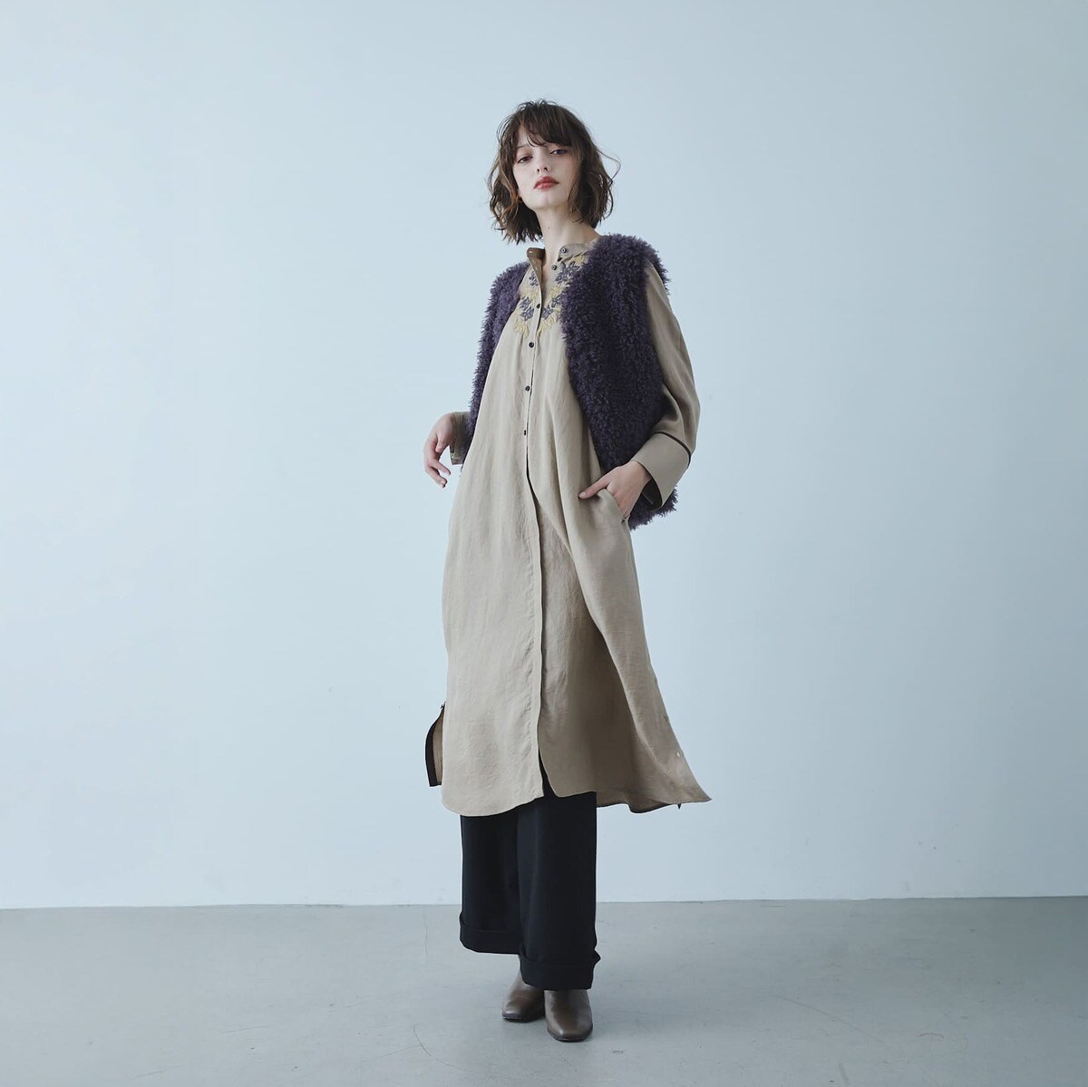 etre relie】フェイクムートンボンディングベスト