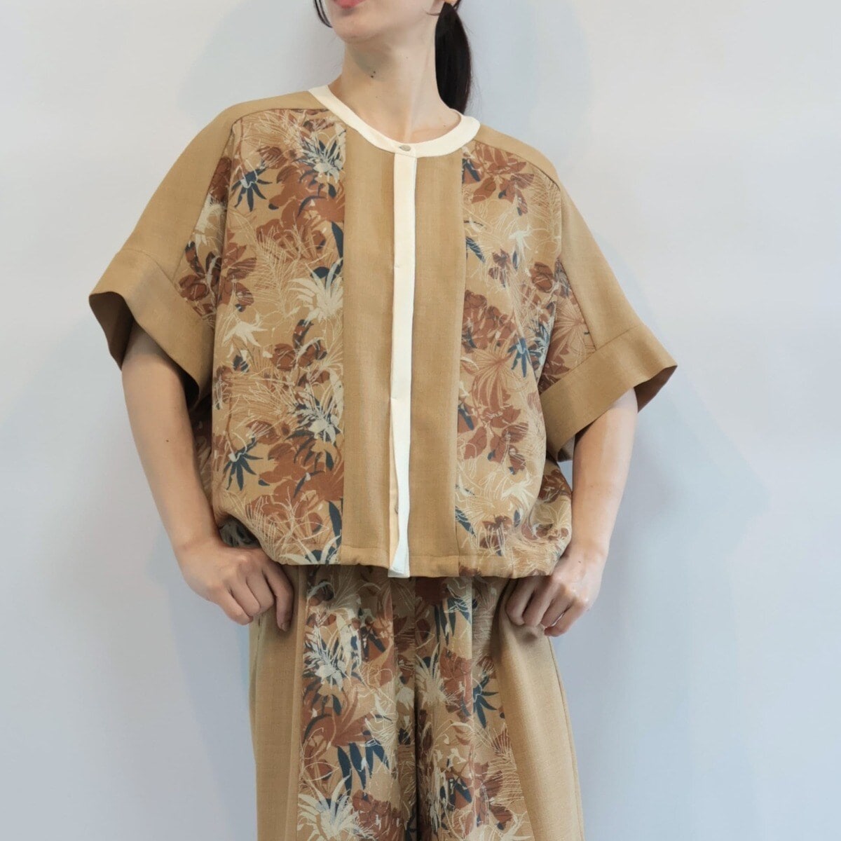 リーフプリント羽織りシャツ