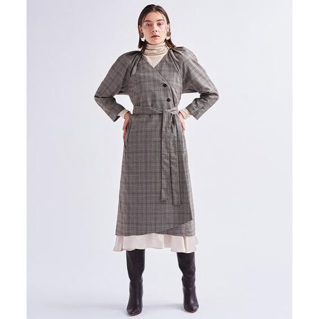 タックスリーブチェックロングコート | ランバン オン ブルー(LANVIN 