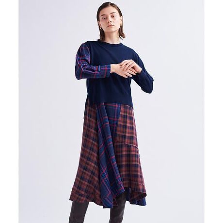 ニットコンビMIXパターンワンピース | ランバン オン ブルー(LANVIN en  