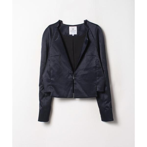【上質】ランバン LANVIN ダウンジャケット フロントジップ36 ネイビー♪ 上質】ランバン LANVIN ダウンジャケット フロントジップ36