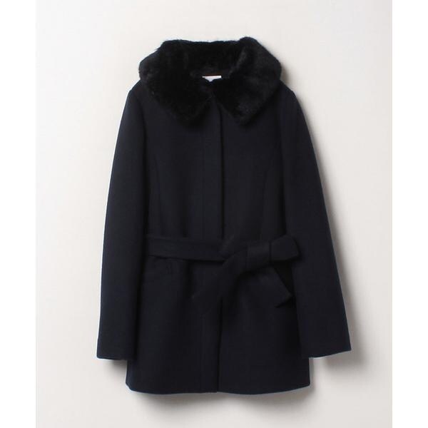 【〜10/31限定値下げ】ランバンオンブルー　フェイクファーカラーウールコート フェイクファーコート | LANVIN en Bleu (Women)/ランバン オン