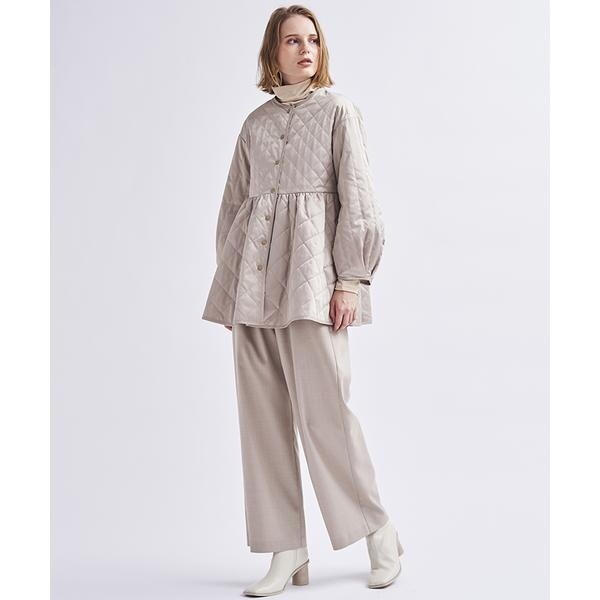 LANVIN en Bleu キルティングノーカラーダウンジャケット LANVIN en Bleu（ランバンオンブルー）の「グログラントリミング