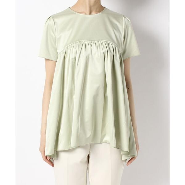 LANVIN en Bleu ランバンオンブルー 2020SS ギャザーチュニックカットソー  サイズ:38 3086718 グリーン  レディース  トップス LANVIN en Bleu ランバンオンブルー 2020SS ギャザーチュニック