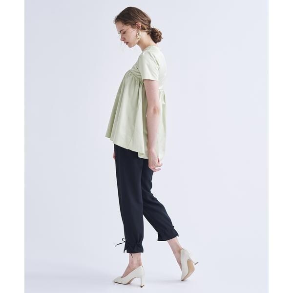 LANVIN en Bleu ランバンオンブルー 2020SS ギャザーチュニックカットソー  サイズ:38 3086718 グリーン  レディース  トップス LANVIN en Bleu ランバンオンブルー 2020SS ギャザーチュニック