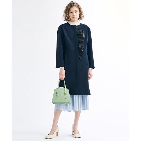 ノーカラーフリルコート | ランバン オン ブルー(LANVIN en Bleu 