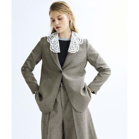 セットアップ対応商品】レース襟ツイードテーラードジャケット  