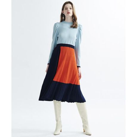 タックショルダーカラーブロックニットワンピース ランバン オン ブルー Lanvin En Bleu ファッション通販 マルイウェブチャネル