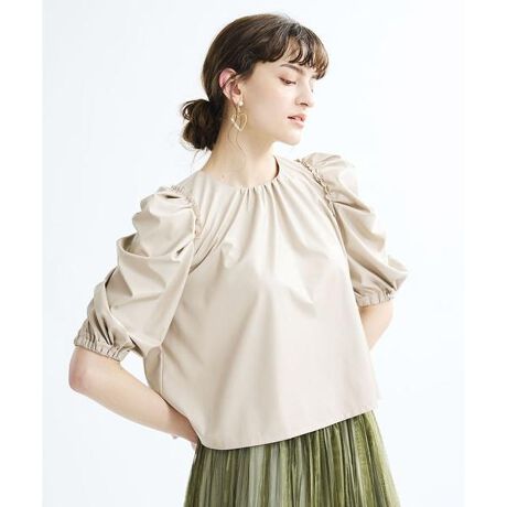 フェイクレザーボリュームブラウス | ランバン オン ブルー(LANVIN en 