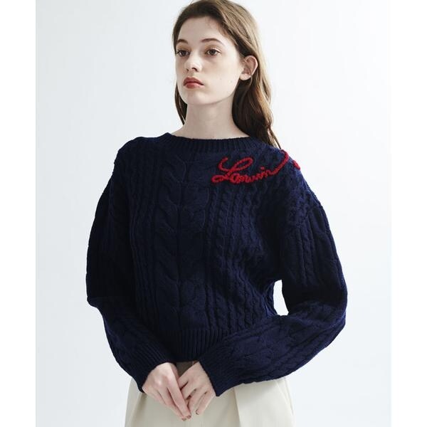 「大人気 新入荷 新品」に該当するファッション通販 エンブロイダリーケーブルニット | ブルー(LANVIN オン ランバン ニット/セーター