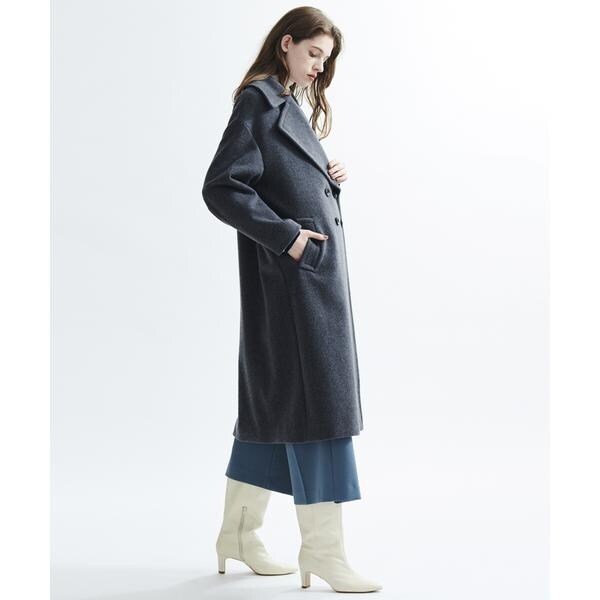 LANVIN コレクションのチェスターコートターコイズブルーの素敵なコート LANVIN en Bleu - LANVIN en Bleu シルク混 ウール チェスター