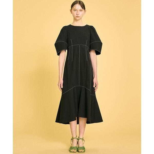 新品　LANVIN en Bleu コットンストレッチ切替ワンピース コットンストレッチ切替ワンピース | ランバン オン ブルー