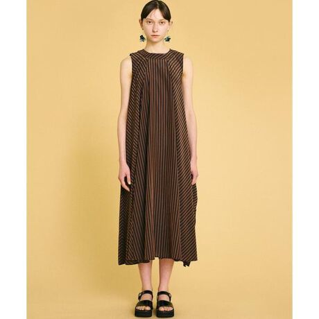 ストライプアシンメノースリーブワンピース | ランバン オン ブルー  