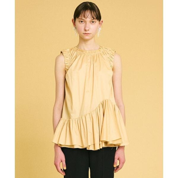 美品 ランバンオンブルー 2万 ペプラムブラウス ホワイト ギャザーブラウス 美品 ランバンオンブルー 2万 ペプラムブラウス ホワイト