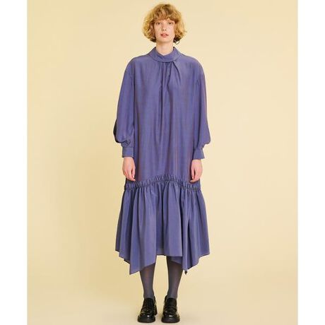 ロールカラーギャザーヘムワンピース | ランバン オン ブルー(LANVIN  