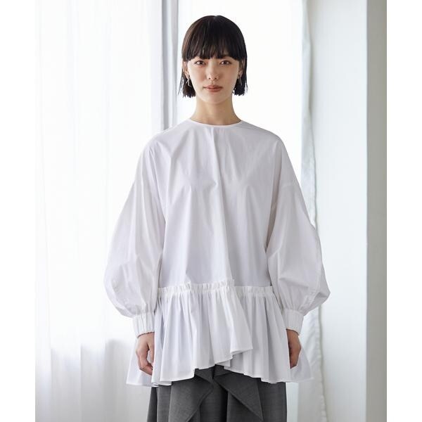 LANVIN en Bleu ストレッチブロードギャザーチュニック　ランバン LANVIN en Bleu ストレッチブロードギャザーチュニック ランバン