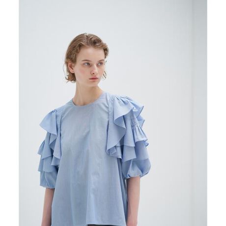 コットンフリルスリーブブラウス | ランバン オン ブルー(LANVIN en  